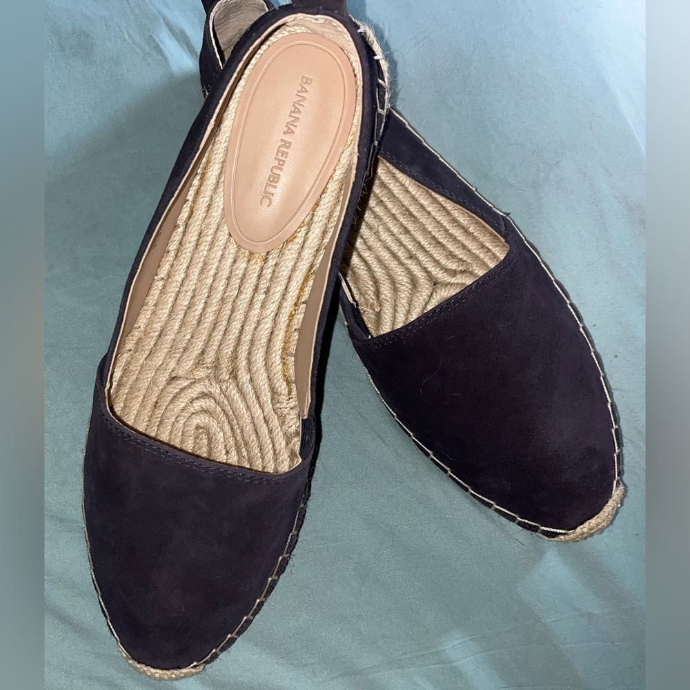 Never Worn Navy Suede & Leather Espadrilles